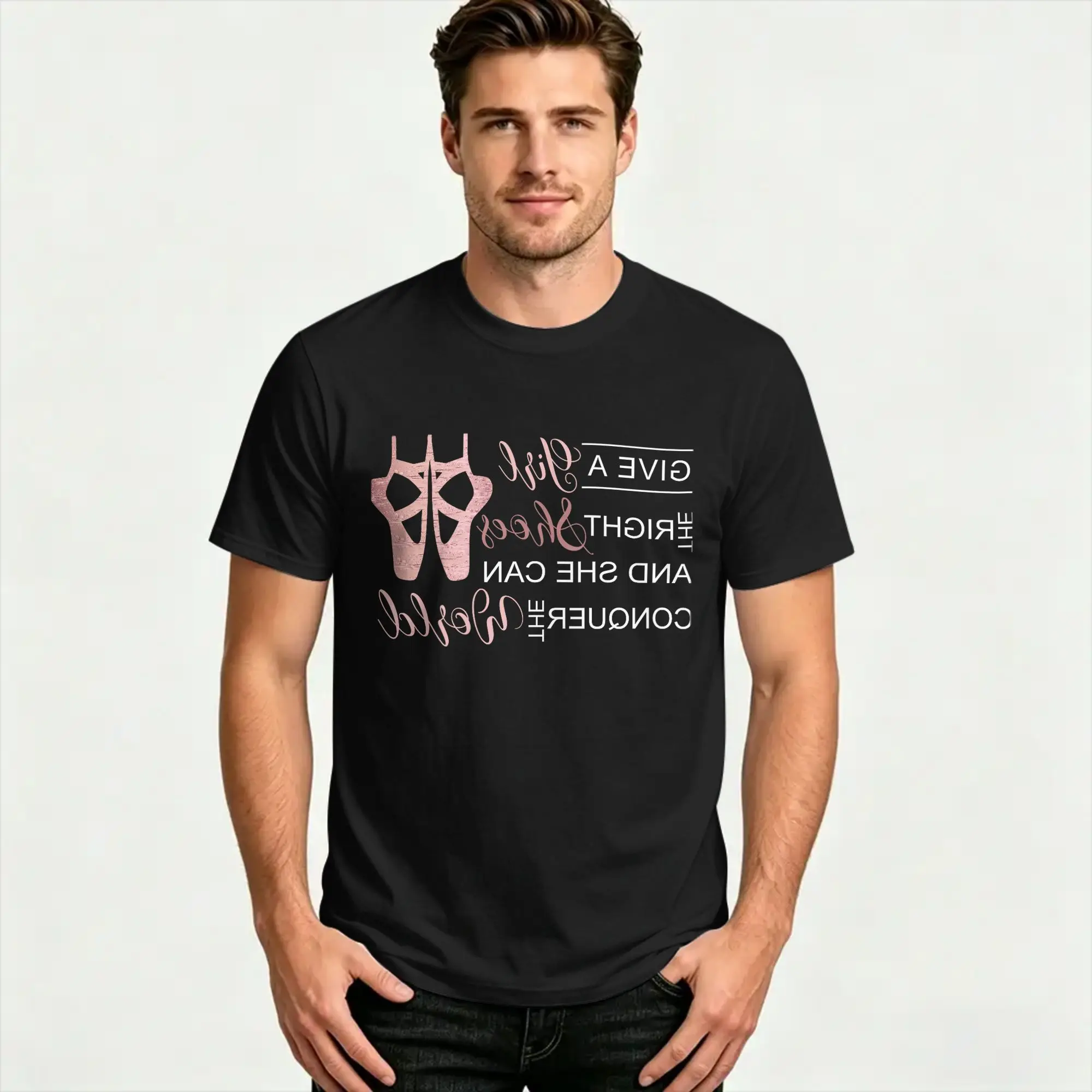 Casual T Shirt Summer Ballet Pointe Shoe Pink Leisure T Shirts  Cotton Tee Shirt for Mens Y2K Fun Short Sleeve Tops