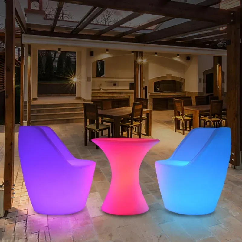 Mesas y sillas luminosas LED, mesa de centro para ocio al aire libre, habitación privada circular, mesa de negociación, taburete KTV impermeable