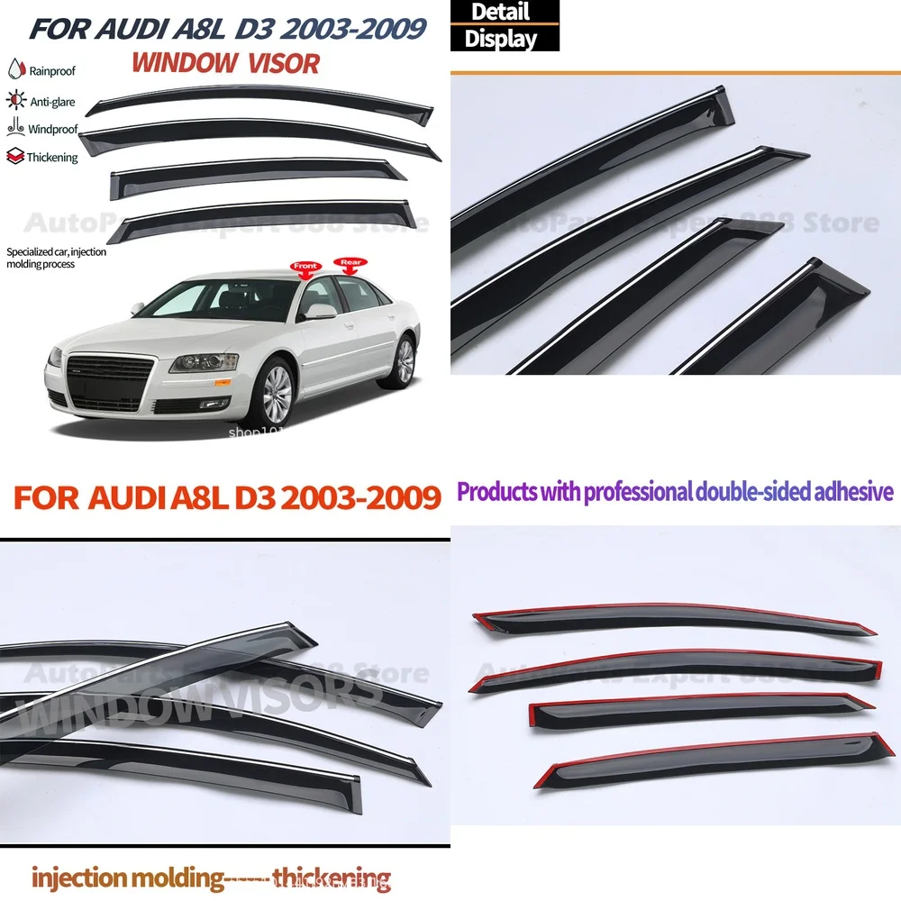 Visera para Ventana, Protector Climático para Audi A8L, Accesorios para Automóviles, Protector de Lluvia, Deflector de Viento, Ceja para Parabrisas, Moldura para Toldo