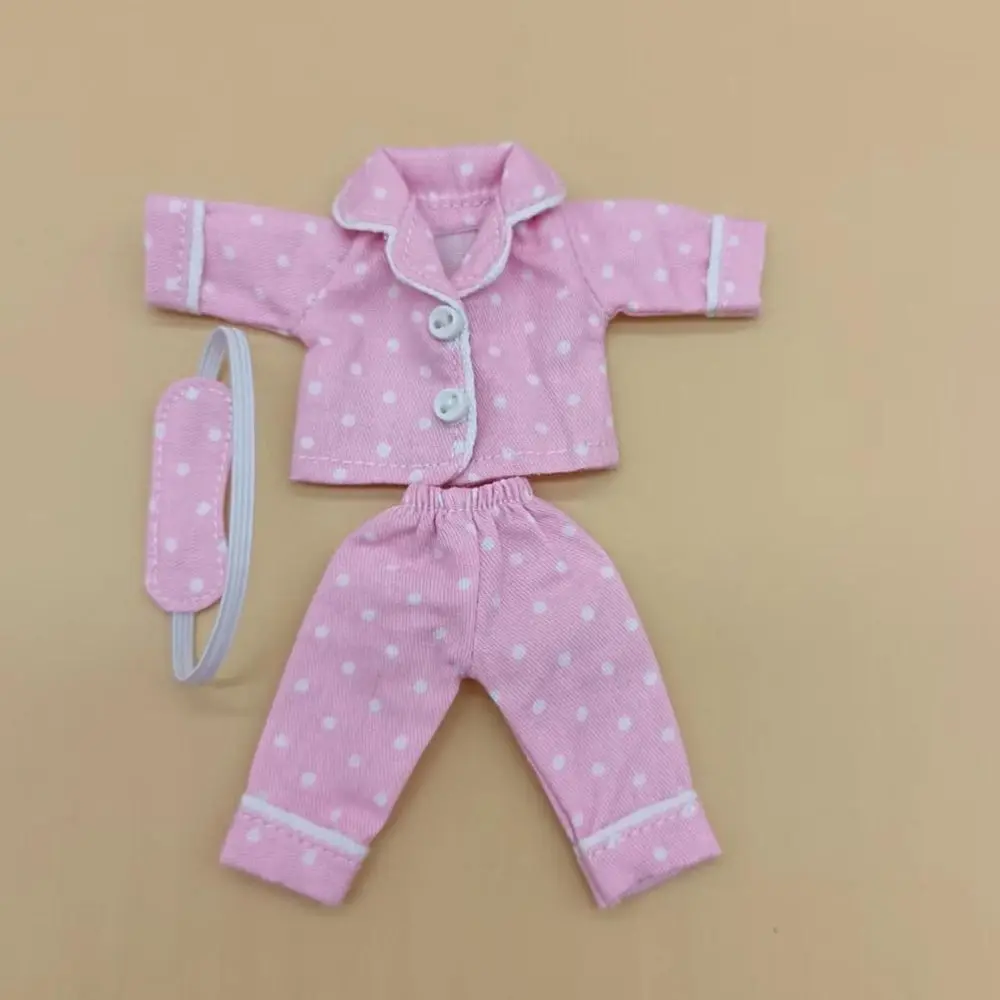 Acessórios de boneca camisa calças boneca pijamas máscara de olho vestir-se ob11 roupas de sono mudando 6 cores obitsu 11 roupas brinquedo diy