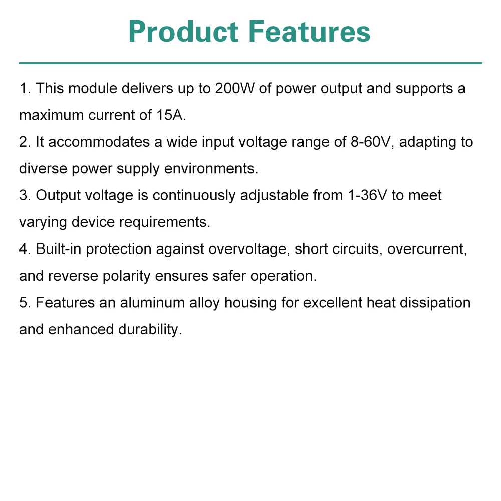 Buck Converter 200W 15A DC-DC 8-55V Turn To 1-36V DC-DC Step-Down Power Module Work 180KHz view 6