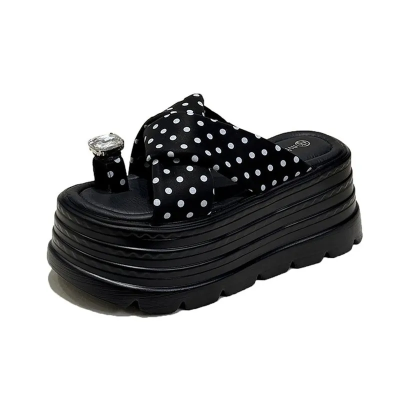 

2026 8CM Summer Sandals Wedge Heels Sneakers New Women Beach Flip Flops High Platform Casual Sandals Breathable Walking Slippers