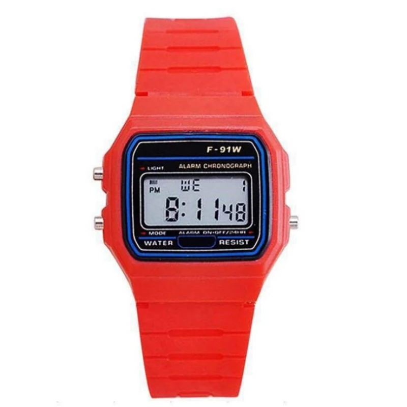 Luxury Women LED Electronic Watch Gold Stainless Steel F91 Square Dial Men Luminous Wrist Watch Fashion Childrens Quartz Watches