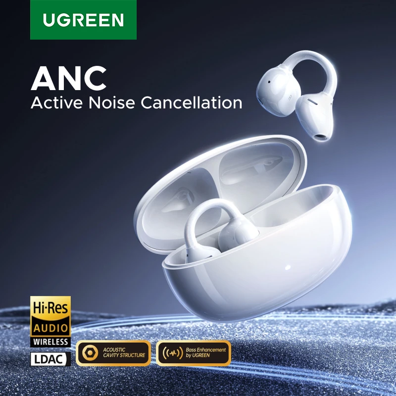 Open Ear Wireless Headphones 35hours Playtime Bluetooth Earphones ANC Active Noise Cancellation