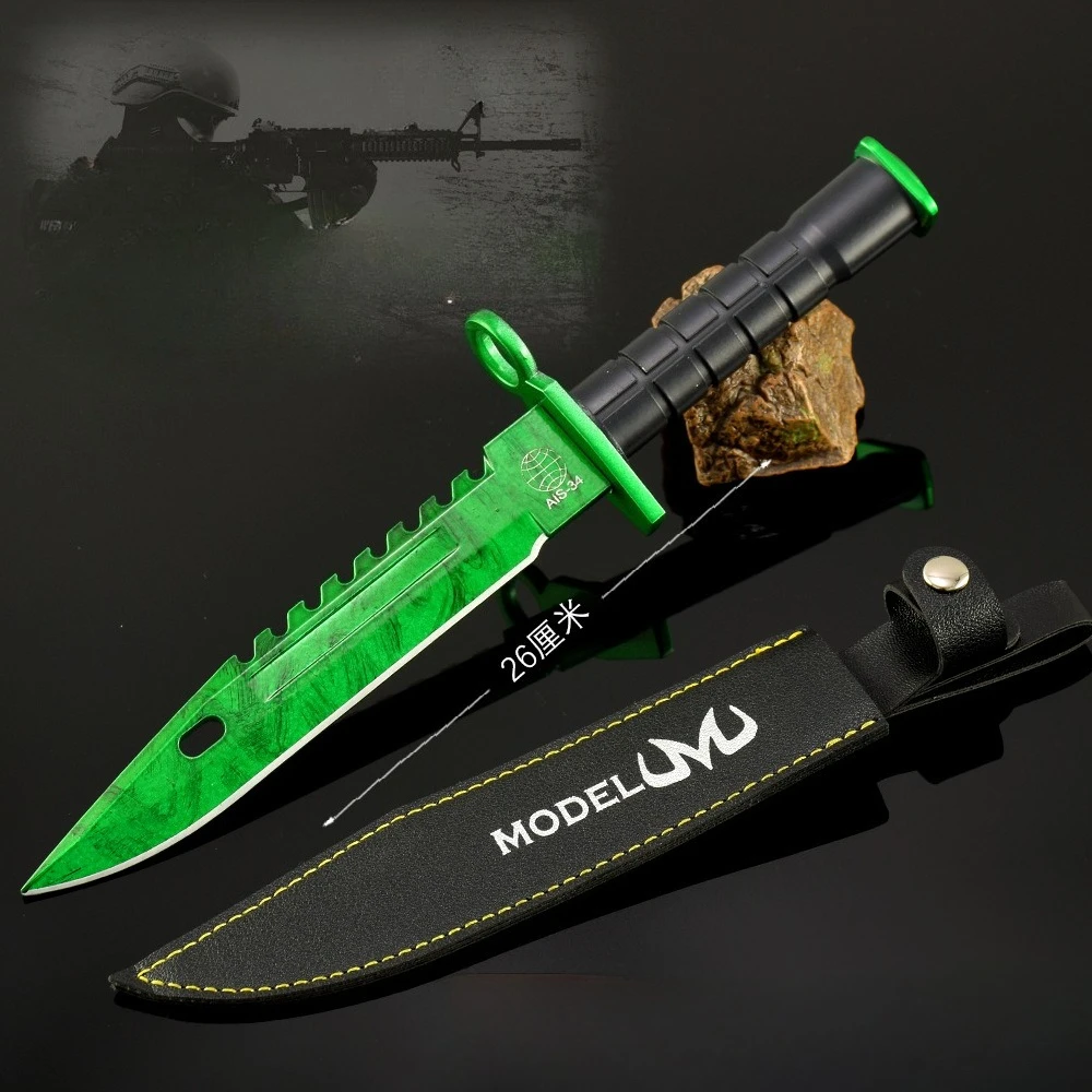 26cm Go Game M9 Bayonet Metal Model with Holster Game Peripherals Counnter Strikes Weapon Militery Green Knives Toys Sword Gift