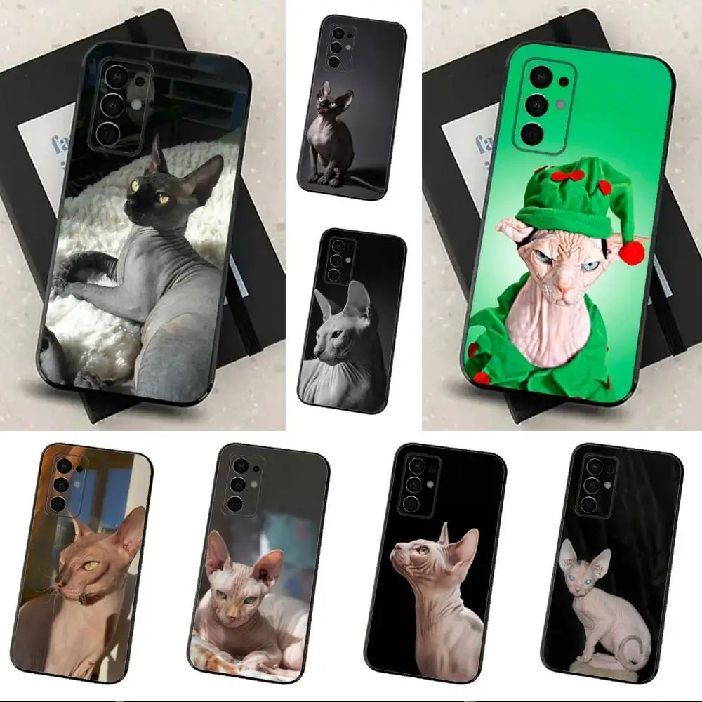 Pet Sphynx Sphinx Cat For Samsung Galaxy A53,31,52,72,41,Note,J7,8,9,5G,22,73,32,71, Soft Black Silicone Case-image