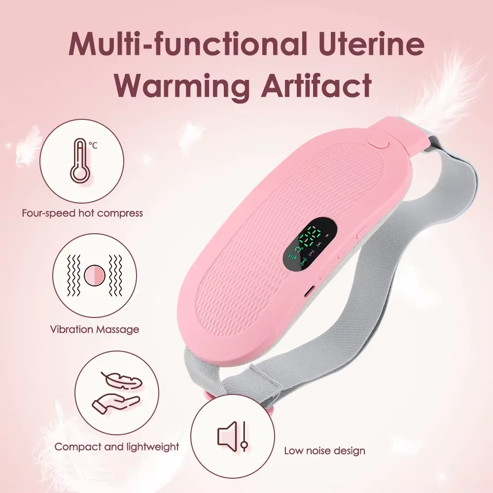Electric Menstrual Period Massager Heating Massage Pad Belt for Female Waist Abdominal Lumbar Warm Belt Massage Device Vibration