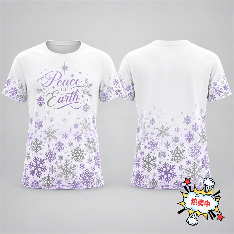 Merry Christmas Snowflake Graphic 3D Print T Shirt Women Men Short Sleeve Tee Casual Xmas T-Shirts For Men Women Top Autumn Wear