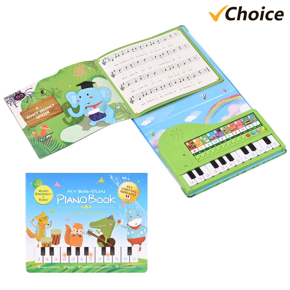 Bigfun 20-key Piano Book Electronic Keyboard Music Book  with Built-in Keyboard with 10 Instruments & 10 Songs for Kids 3 & Up