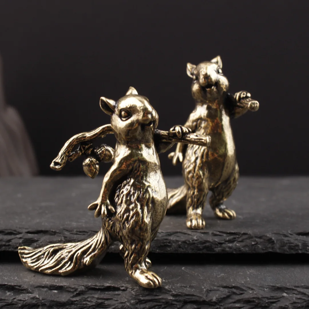 1/2 piece solid brass office desk decoration ornaments anti-stick squirrel bronze tea pet jewelry crafts