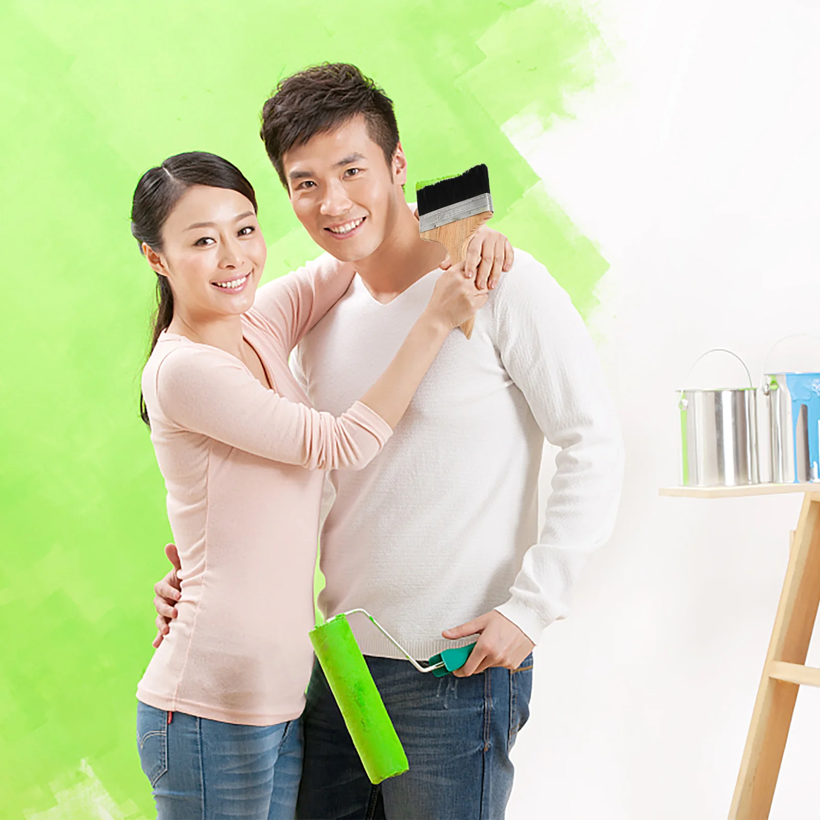 9Pcs Oil Paint Brushes Wooden Handle Multi-Functional Heat Resistant Flat Painting Brush for Grilling Baking Cleaning Household