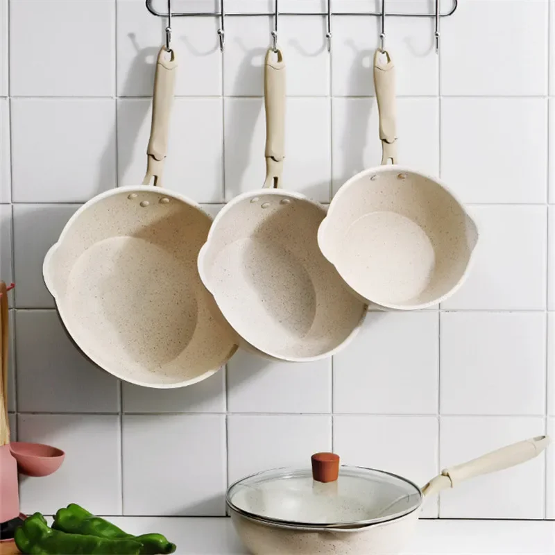 Non-Stick Deep Wok Pan Frying Pan Durable Maifan Stone Home Steak Pancake Cooking Pots Skillet Saucepan Kitchen Cookware Utensil