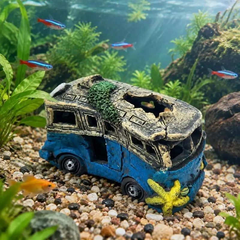 Open-Form Vehicle Ruin Accent with Molded Weathering and Flexible Placement for Textured Underwater Arrangements JOMD
