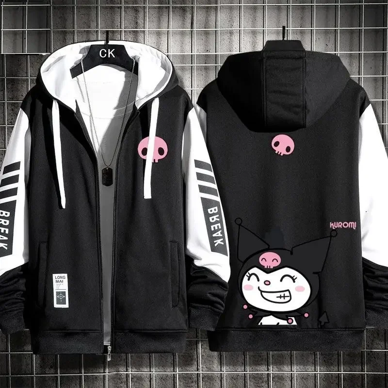 New Sanrio Kuromi Loose Hooded Anime My melody Cartoon Students Sports Jacket 100Kg Can Be Worn Track Jacket Casual Sweater Gift