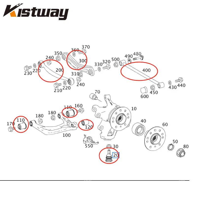 High Quality Rear Suspension Upper Lower Control Arm Bushing Kit For Mercedes Benz W164 W251 R300 R350 ML350 GL350 GL450 GL500