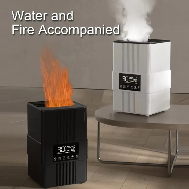 5L Flame Humidifier with Realistic Fire Effect, Smart Constant Humidity Cool Mist Air Humidifier, Top Fill Large Mist for Bedroo