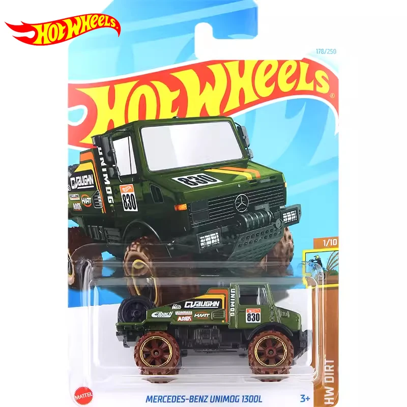 Hot Wheels-Diecast liga carro brinquedos para meninos, Mercedes-Benz, Unimog 1300L, 1,64 Diecast veículo, presente da coleção, 24 J, original