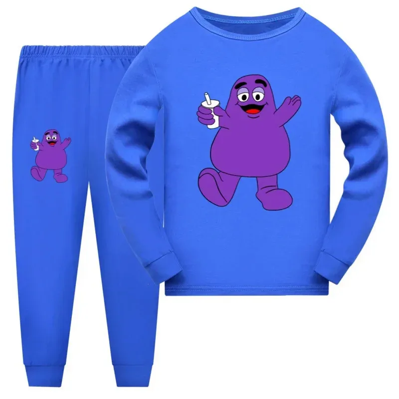 Children Clothing for Boys Girls Grimace Shake Sleepwear Autumn Clothe Short Long Sleeve Pajamas Kids Tops and Pants Outfits Set