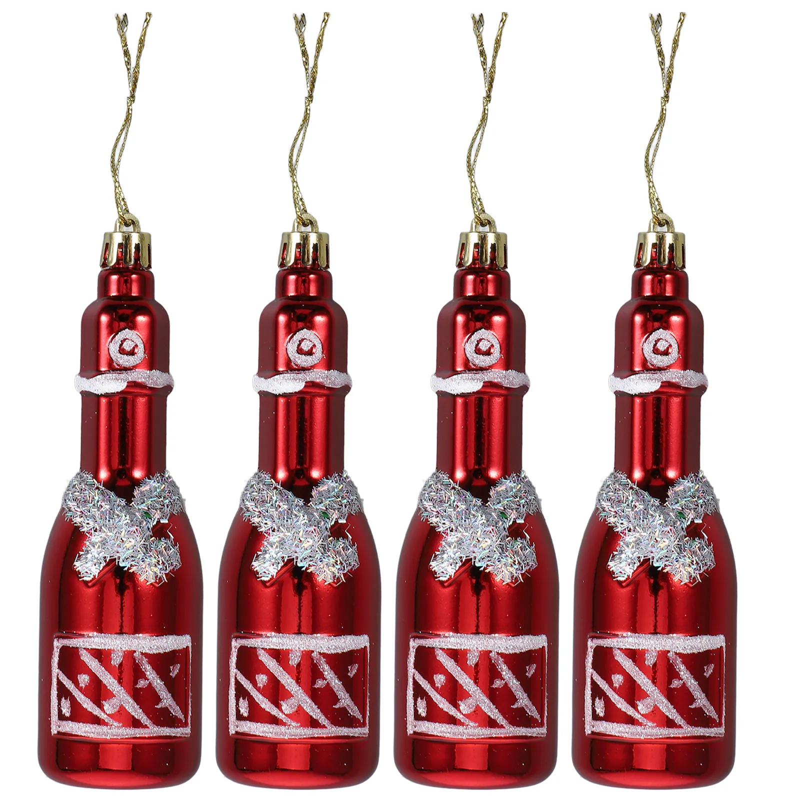 

4pcs Christmas Tree Hanging Ornament Wine Bottle Shaped Decor Plastic Xmas Party Decoration Supplies Festive Home Wall Window