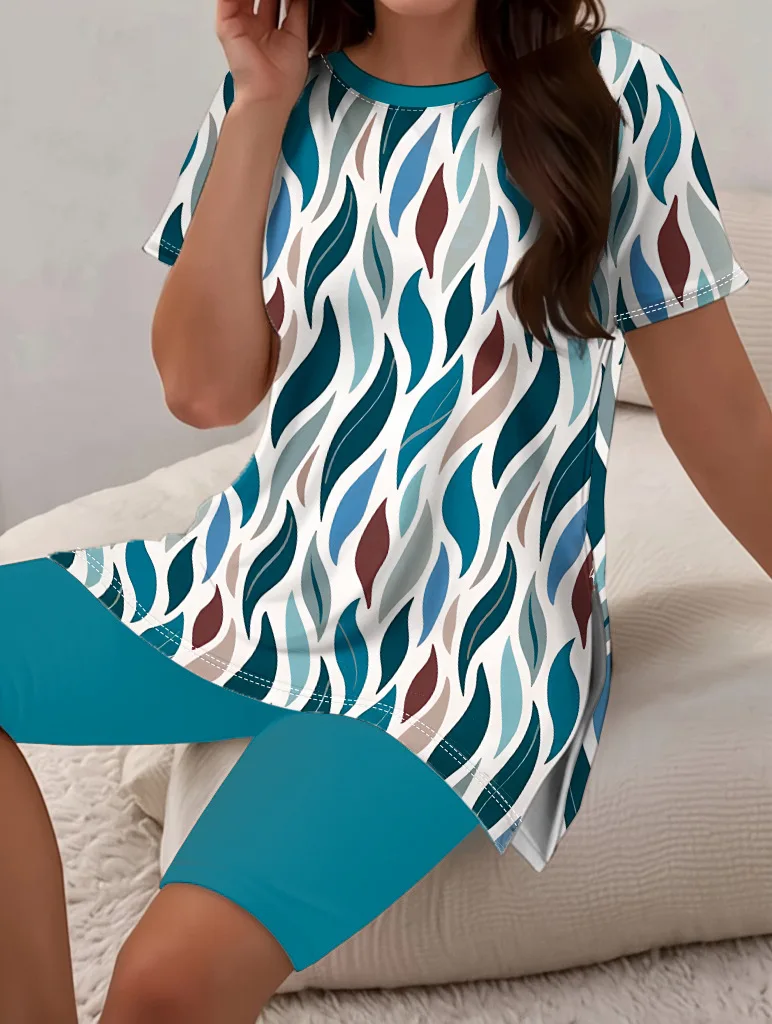 2025 Women's Gym Yoga Sports Style Shorts Short Sleeve Fashion Casual Set Women's Comfortable Outdoor Home All-match Shorts Set