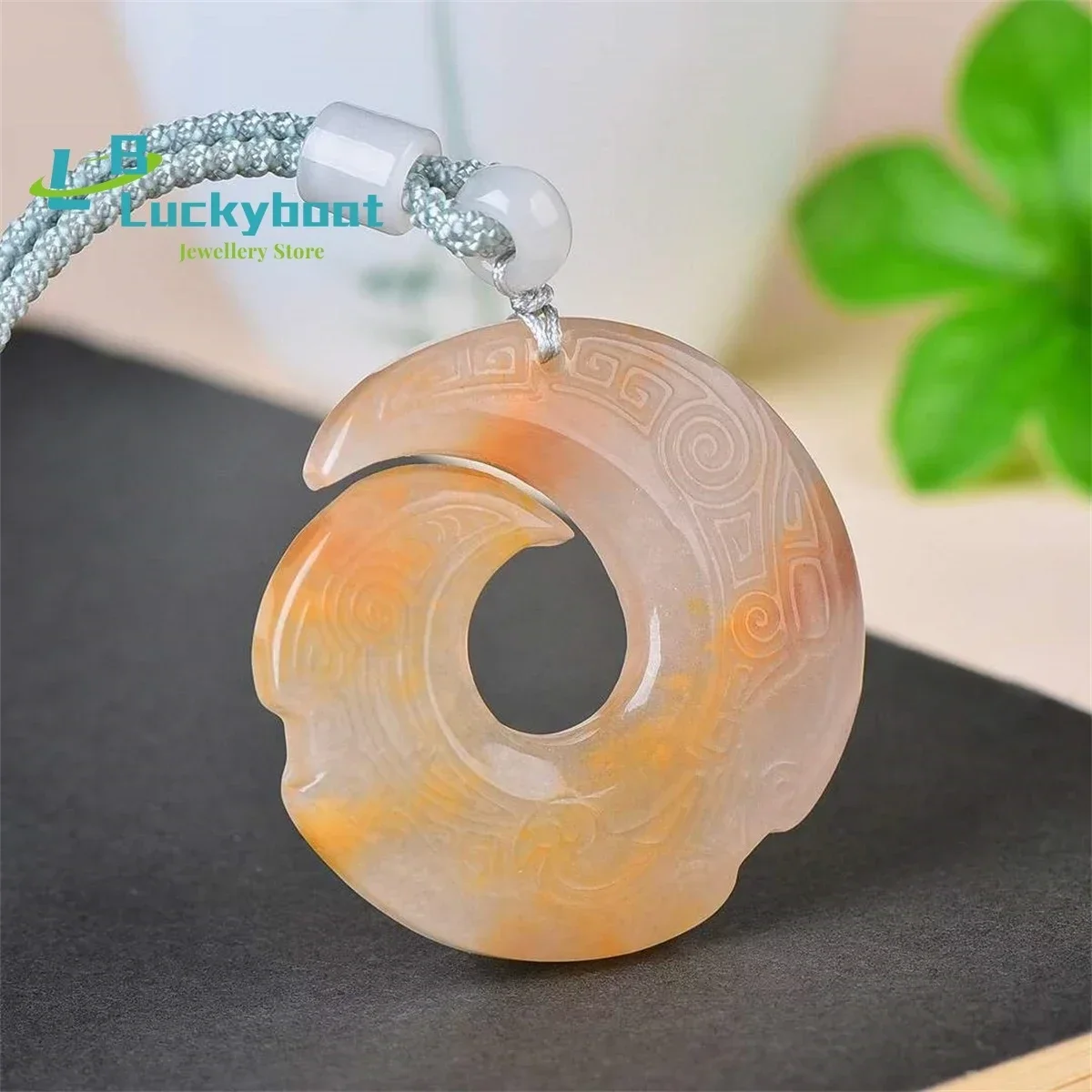 Natural Violet Gold Silk Jade Time Comes in Motion Pendant Simple and Versatile Fashionable and Exquisite for Men and Women