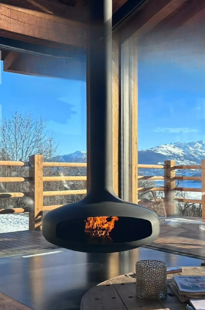 

Hanging Fireplace Real Fire Firewood 3d Atomized Flying Saucer Fireplace Homestay Hotel Villa Indoor Hanging Flying Saucer