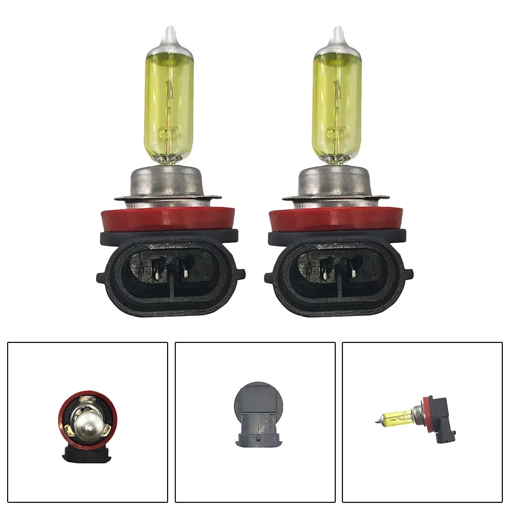 2pcs Yellow/white 100W/55W H11 H8 H9 12V-24V DC Halogen Bulb High Beam Headlight Daytime Running Light Aluminum Alloy Car Lights