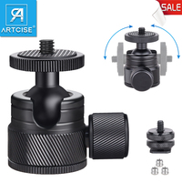 ARTCISE CB20 Mini Portable Aluminum Alloy 360 Degree Double U-Groove Design Ballhead for Phone Light Weight Camera, Max Load 3kg