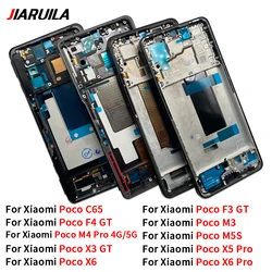 Front Housing LCD Frame Shell Screen Bezel Holder Replacement Parts For Xiaomi Poco C65 X3 F3 F4 GT M3 M4 Pro 4G 5G M5S X5 X6