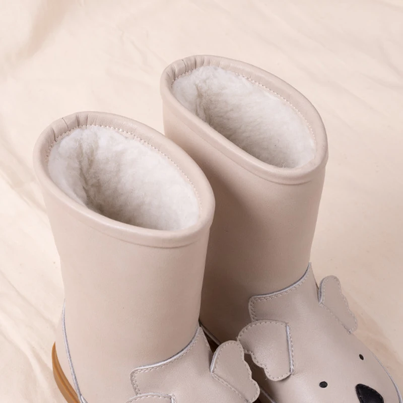 Bottes d\'hiver en cuir véritable pour bébé fille, chaussures de neige pour enfant en bas âge, mignonnes chaussures d\'école décontractées, fourrure