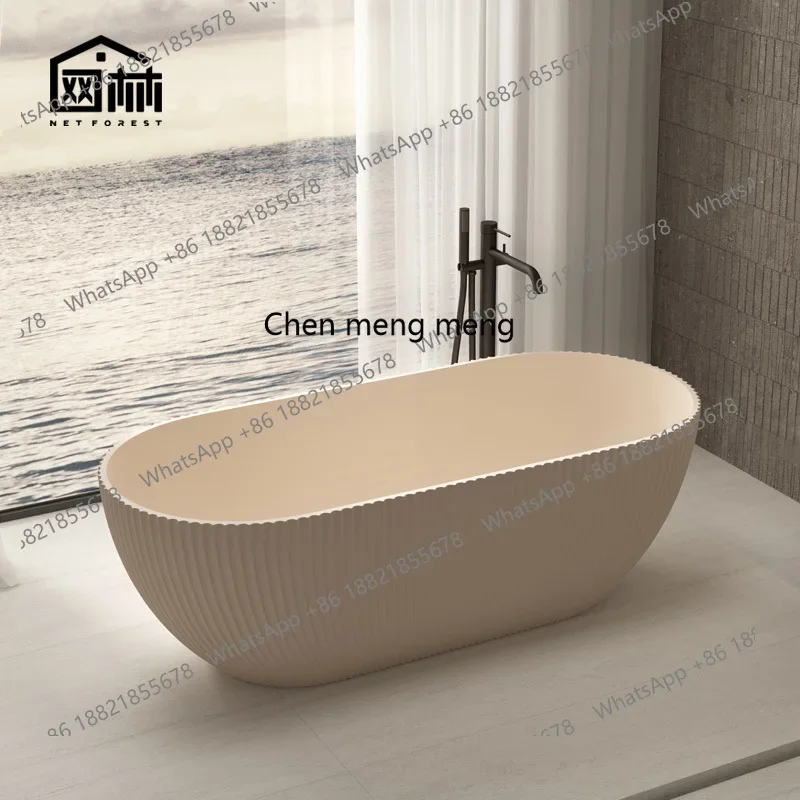 YL Milk coffee color artificial bathtub Family bathroom Hotel toilet Striped double deep soaking bath