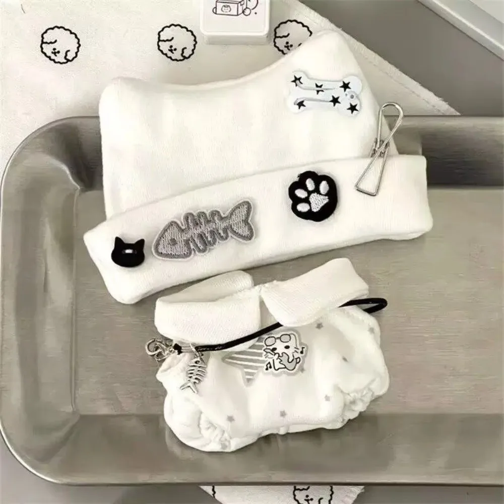 10/20cm Cotton Clothes Set Black And White Punk Style Kitten Costume Outfit No Attribute Punk Cat Costume Replacement Clothes