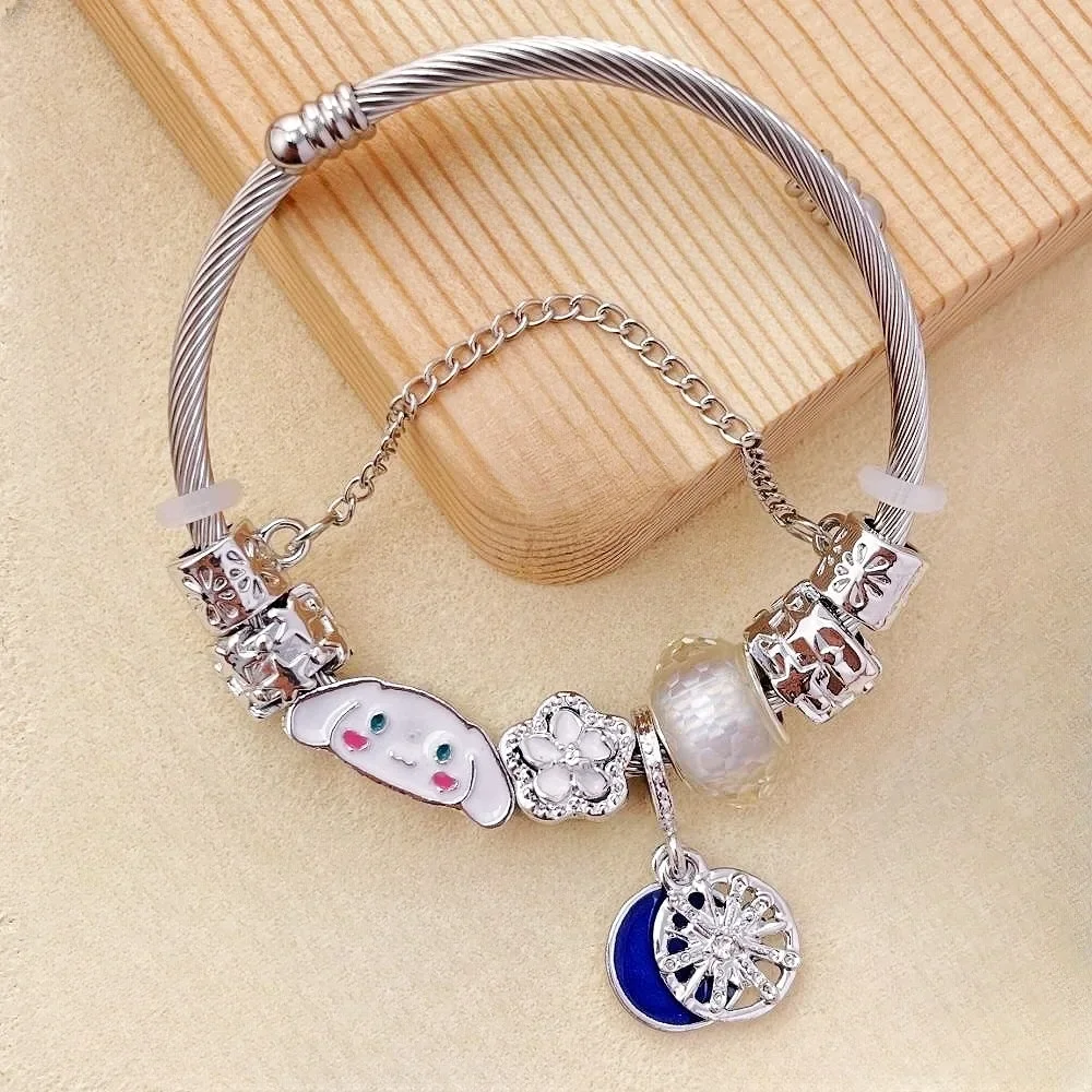 Sanrioed Y2k Kuromi Bracelet DIY Beaded Anime Hellokittyd Melody Cinnamoroll Cartoon Fashion Bracelet Good Friends Lovers Gift