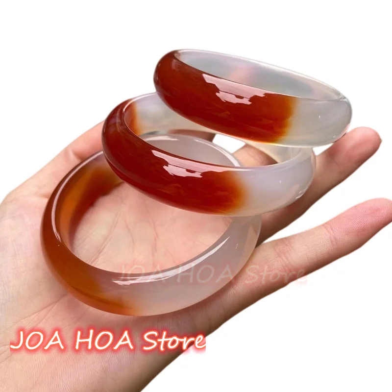 Natural Perfect Exquisite Chalcedony High-quality Fashionable Orange Jade Bracelet Fine Bangles Handring Newste Jewelry