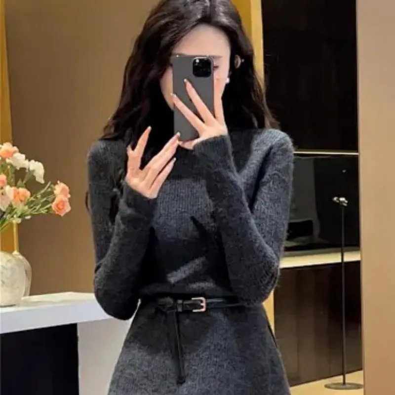 Women's Hepburn Style Autumn Winter Knit Set Soft Warm Luxury Mature Casual Outfit