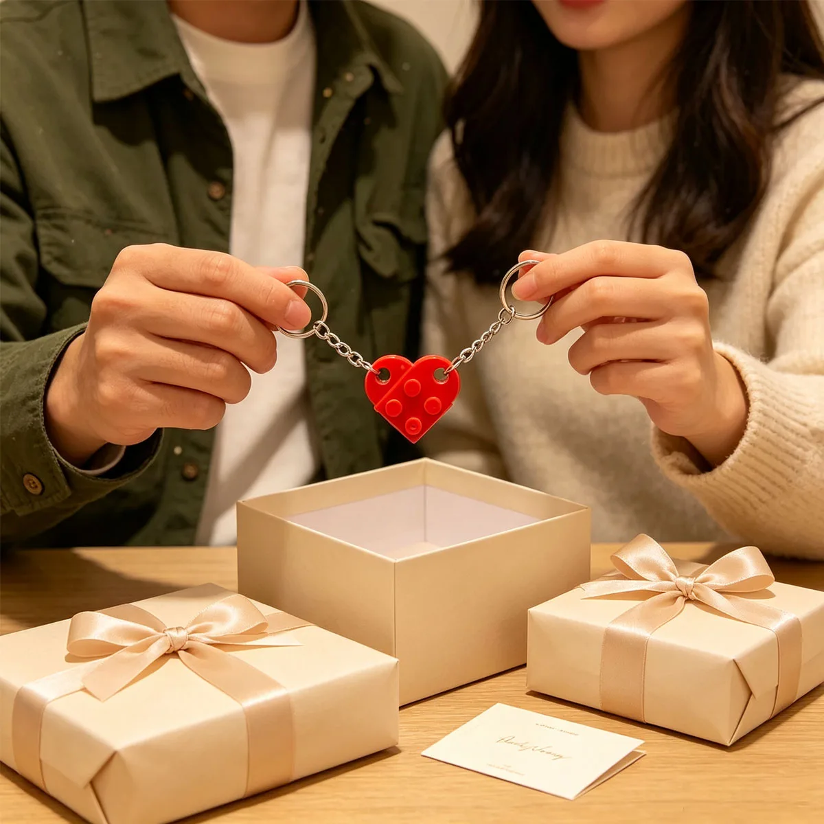 Couple Heart Keychain Set, Detachable Puzzle Heart Keychains for Boyfriend Girlfriend, Valentine's Day Gift