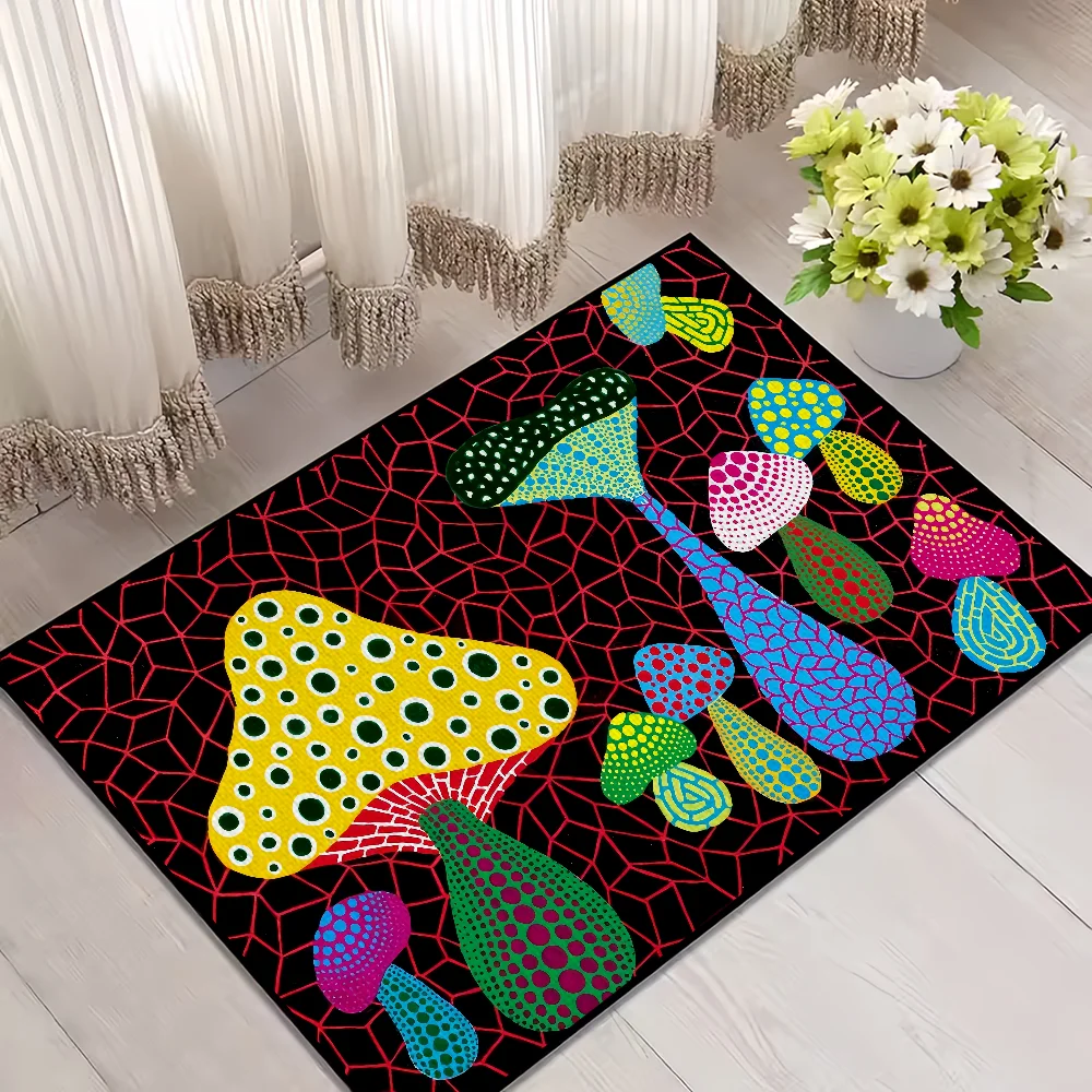 Abstrakter Kürbis-Polka-Dot-Teppich, Y-Yayoi K-Kusama, kleiner Teppich, Heimdekoration, Schlafzimmer, Flur, Balkon, Eingangsbereich, Fußmatte, Dekoration – Detail 7