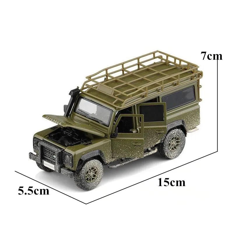 1/32 Land Rover Defender Adventure Toy Car Off Road SUV Miniature Model JKM Diecast Metal Pull Back Collection for Boy Children