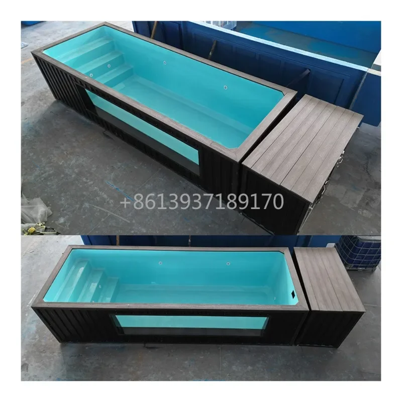 Factory Custom House Home Large Acrylic Window Fiberglass Pool Above Ground Shipping Container Prefab Swimming Pool 20ft 40ft