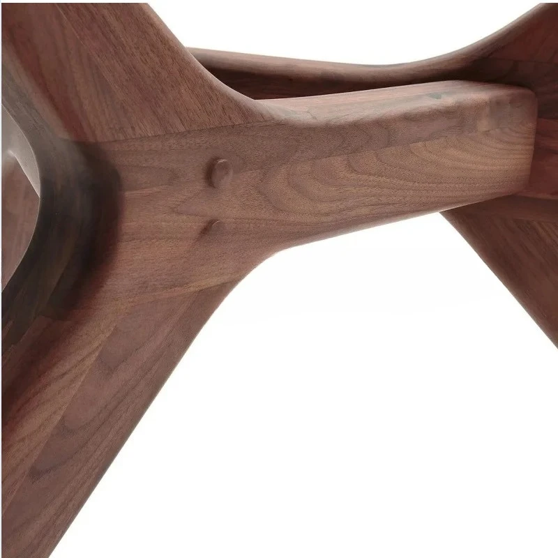 Creative retro black walnut tea table Italian personalized tempered glass dining table