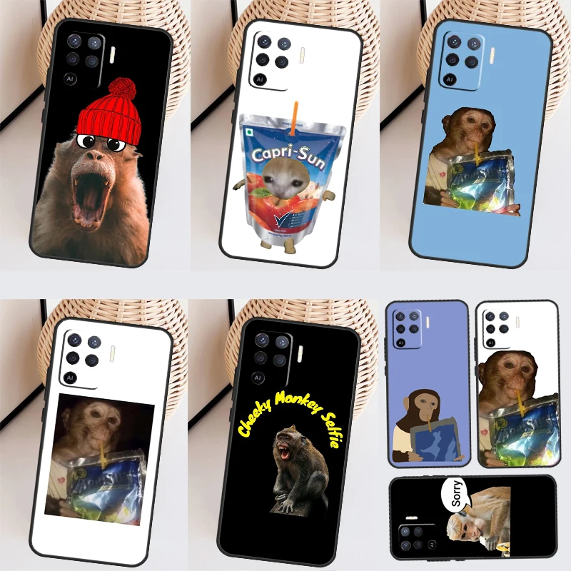 Monkey Sipping  Capri Meme Case For OPPO A78 A98 A58 A18 A96 A76 A16 A17 A77 A15 A5 A9 A74 A94 A52 A72 A53S A54S A57S