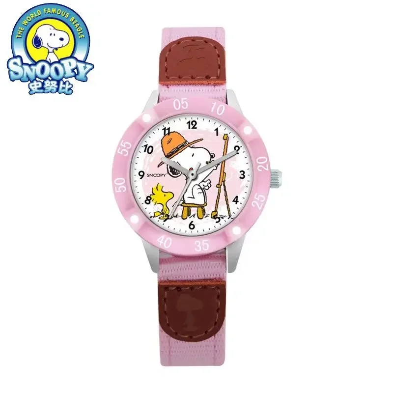 Snoopy cartoon animation peripheral children\'s versatile fashion simple quartz pointer watch nylon strap gift for boys and girls