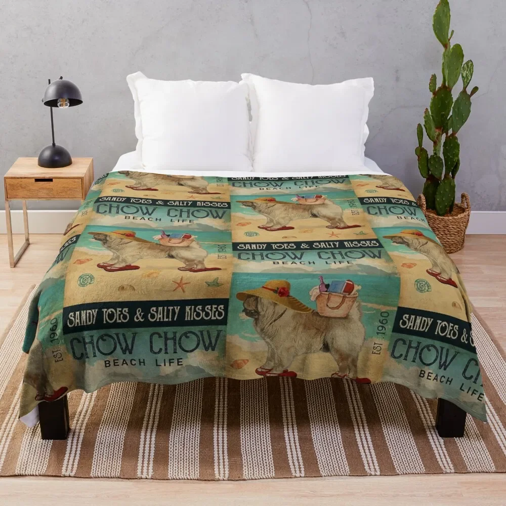 

Beach Life Sandy Toes Chow Chow Throw Blanket Easy Care Comfortable Blanket for Couch