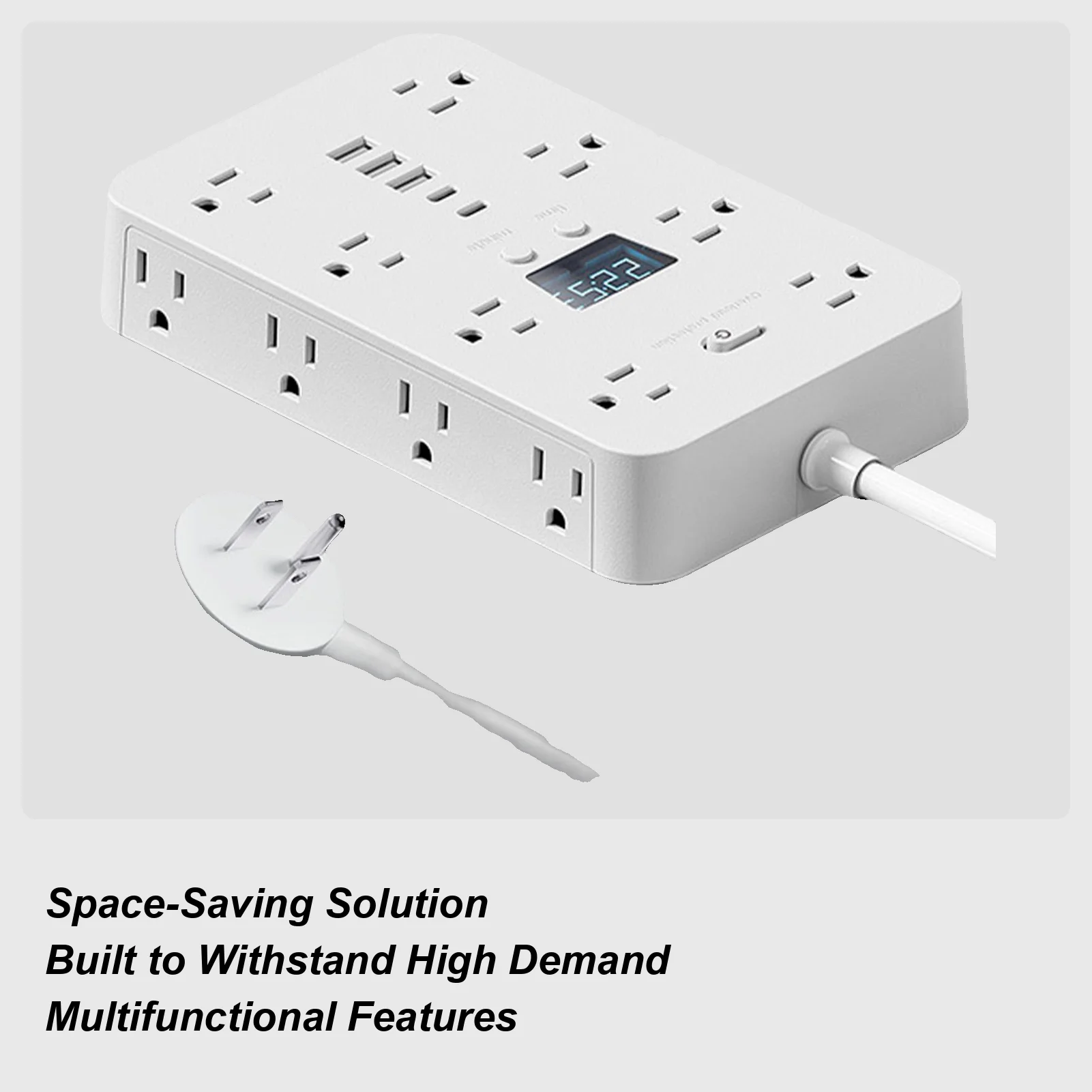 

Умная энергетическая лента, 11 розетков переменного тока, сверхмощная 3 USB-порта, энергетическая лента с дисплеем времени для стены, общежития, автомобиля, дома, путешествий, офиса