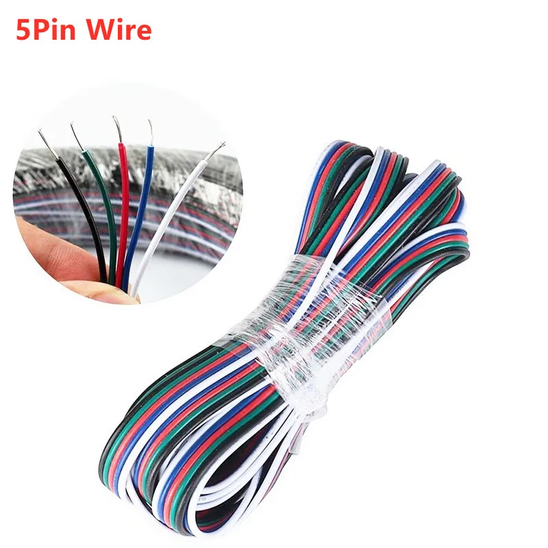 5m-100m 22awg 2pin 3pin 4pin 5pin 6pin Extension Electric Wire 5050 3528 RGB RGBW RGBWW RGBCCT LED Strip Extend Cable Connector