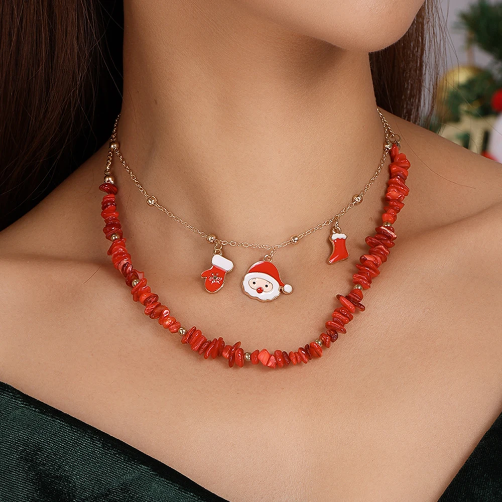 Aihua neue Mode Weihnachten Halskette für Frauen Mädchen Santa Claus Hirsch Glocke Weihnachten Stern Baum Anhänger Halskette Neujahr Geschenke – Detail 17