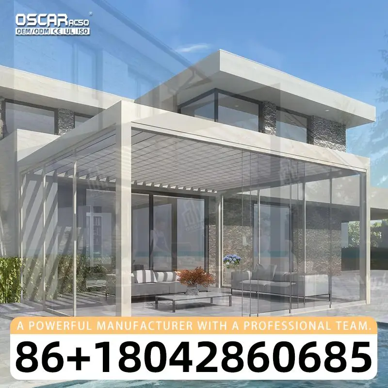 Outdoor Motorized Aluminum Patio Cover for Garden Terrace Balcony pergola