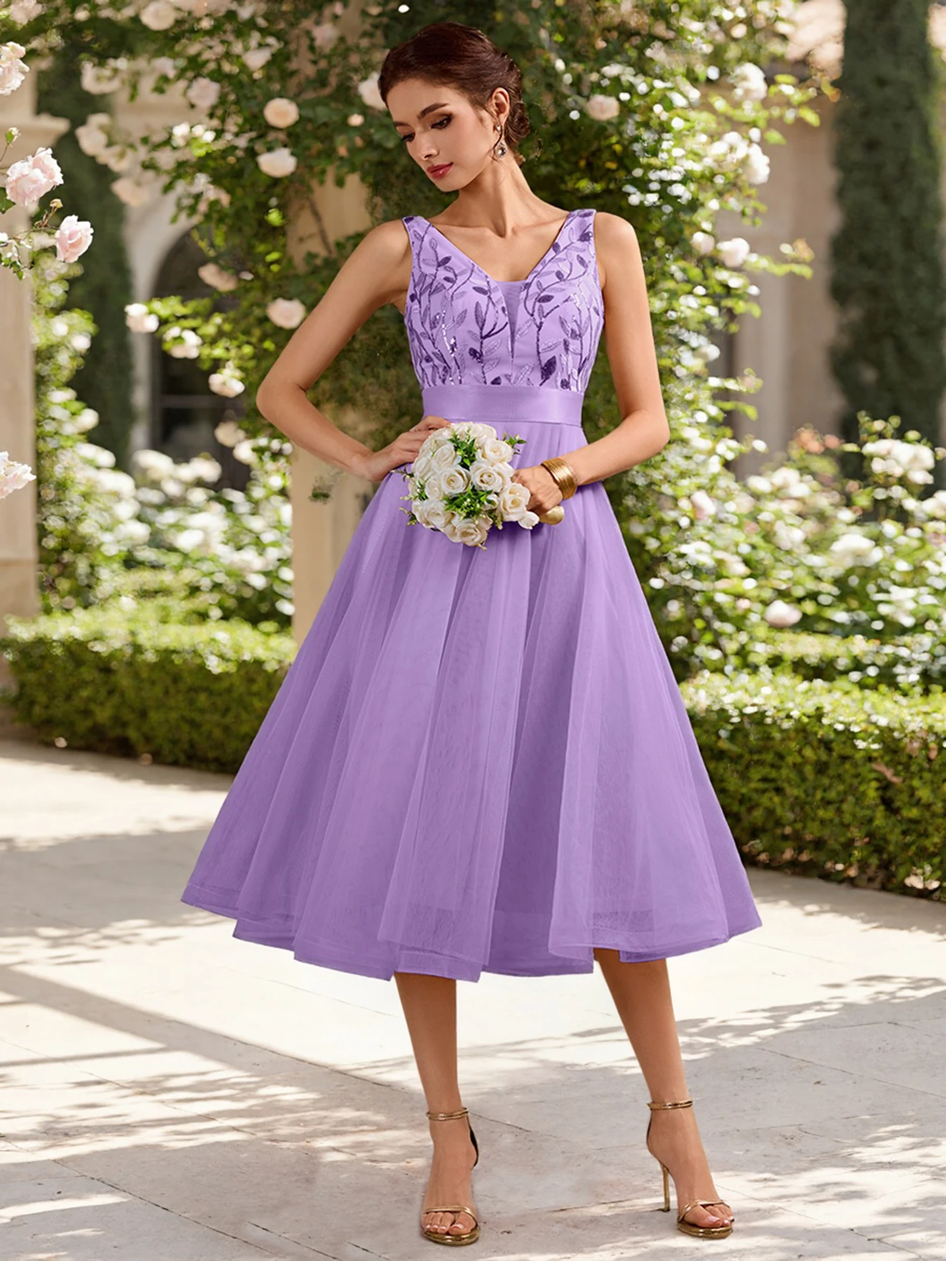 

Spring/Summer 2026 V-Neck Formal Evening Dress Lace Beaded Embroidery Wedding Party Maids Dress A-Line Black Mini Dress