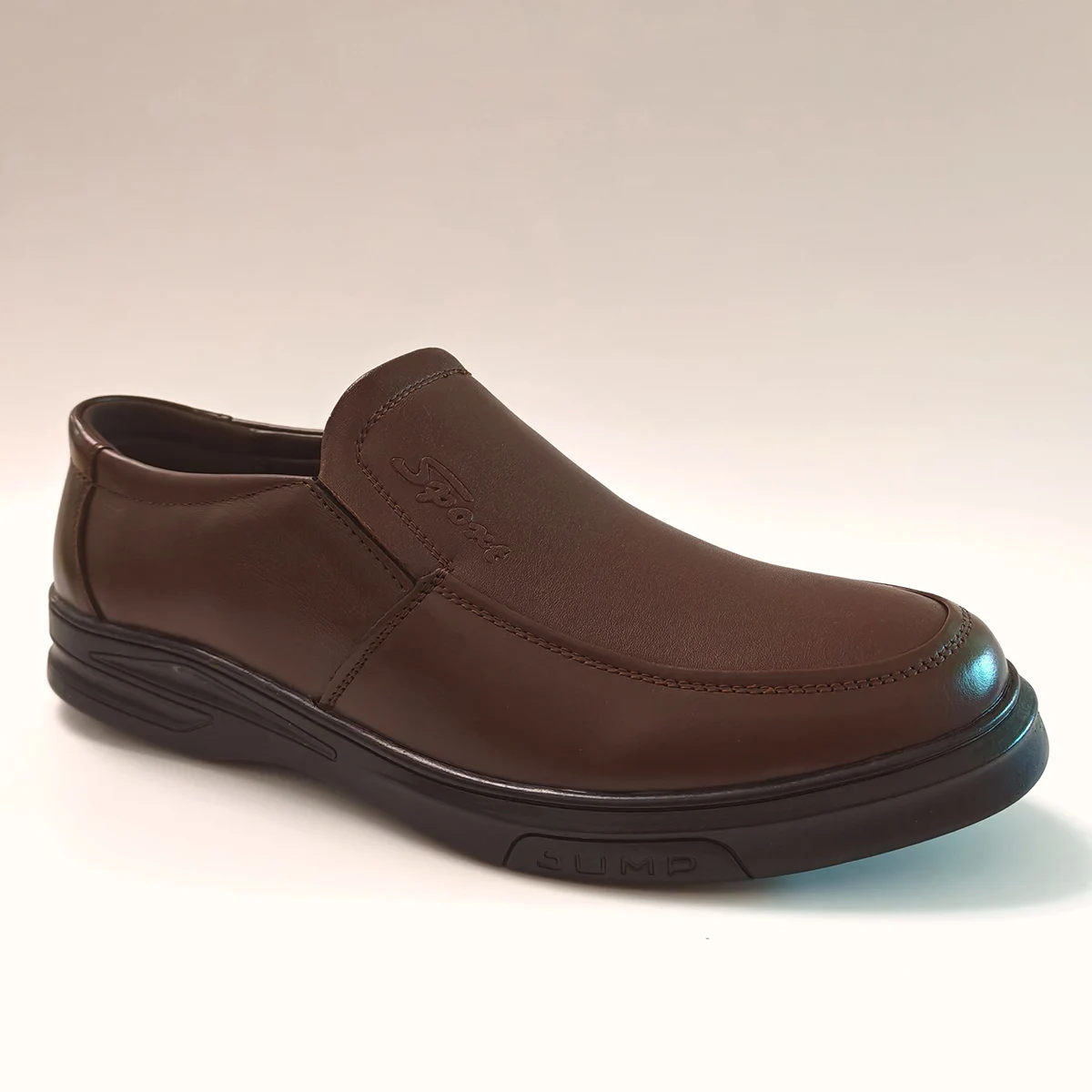 Men's Genuine Leather Casual Shoes Flat Slip-On Loafers Comfortable Cowhide Daily Wear Office Brown DX901