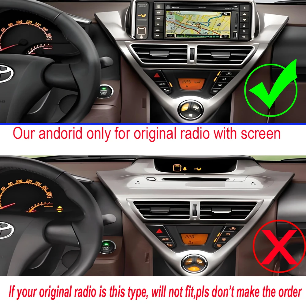 Android 16 Car Radio Stereo Head Unit For Toyota Scion IQ 2008-2016 Multimedia Video Player GPS Navigation QLED Touch Screen BT